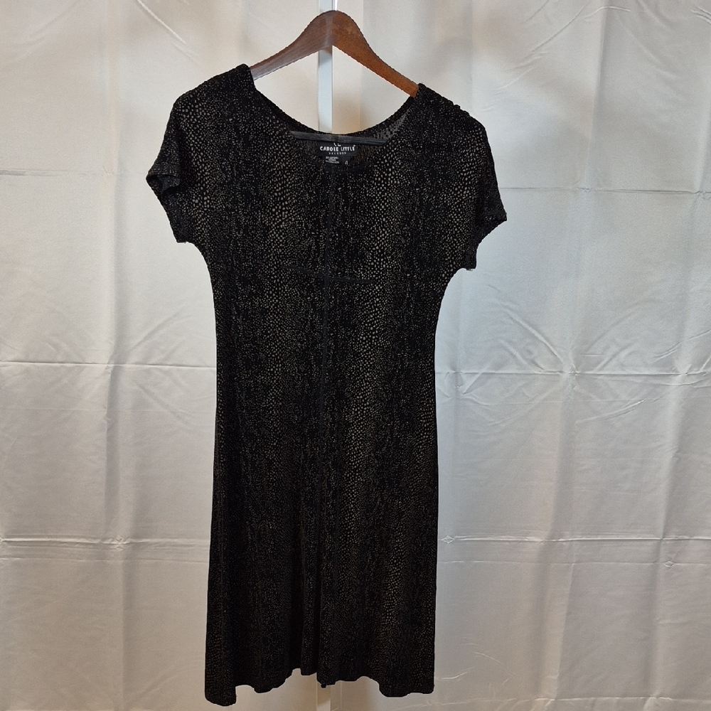 Carole Little Black Midi Dress With Tan Textured Splatter